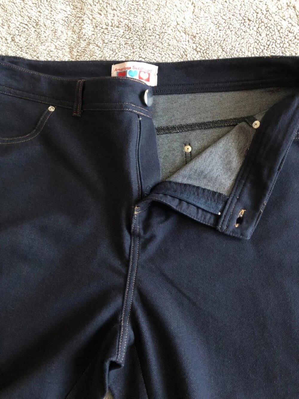 American Sweetheart Women's Comfortable Pants Size L/P Soft Stretch Dark Blue - Picture 8 of 16